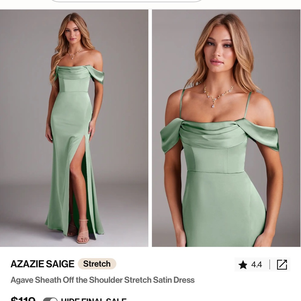 Azazie Green Sheath Maxi Dress with Slit